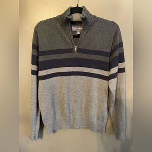 Eddie Bauer men’s striped sweater 1/4 zip 100% cotton size small